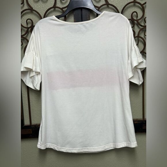 Boutique Janie short ruffle sleeve block top - Picture 3 of 4